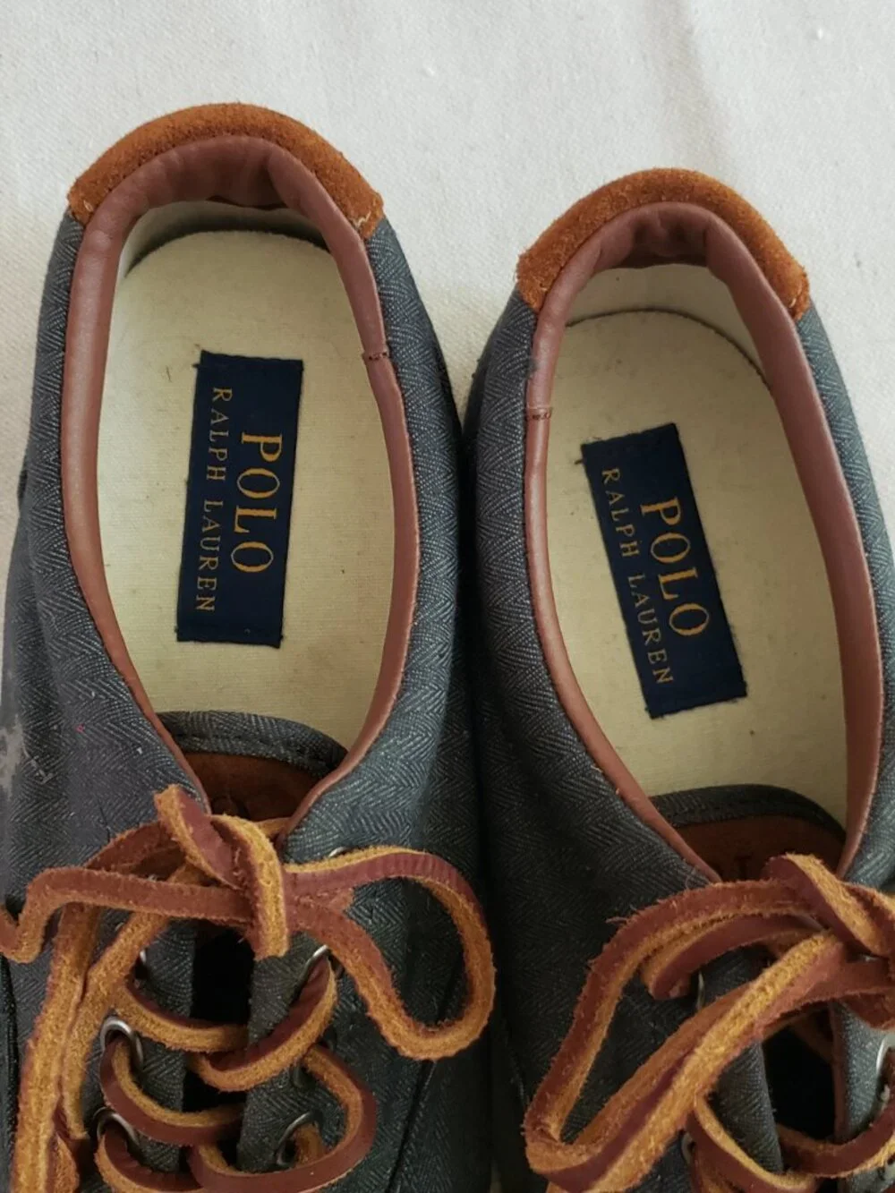 Polo Ralph Lauren Men’s Size 8.5D Gray Boat Shoes Loafers Canvas Leather Lace
